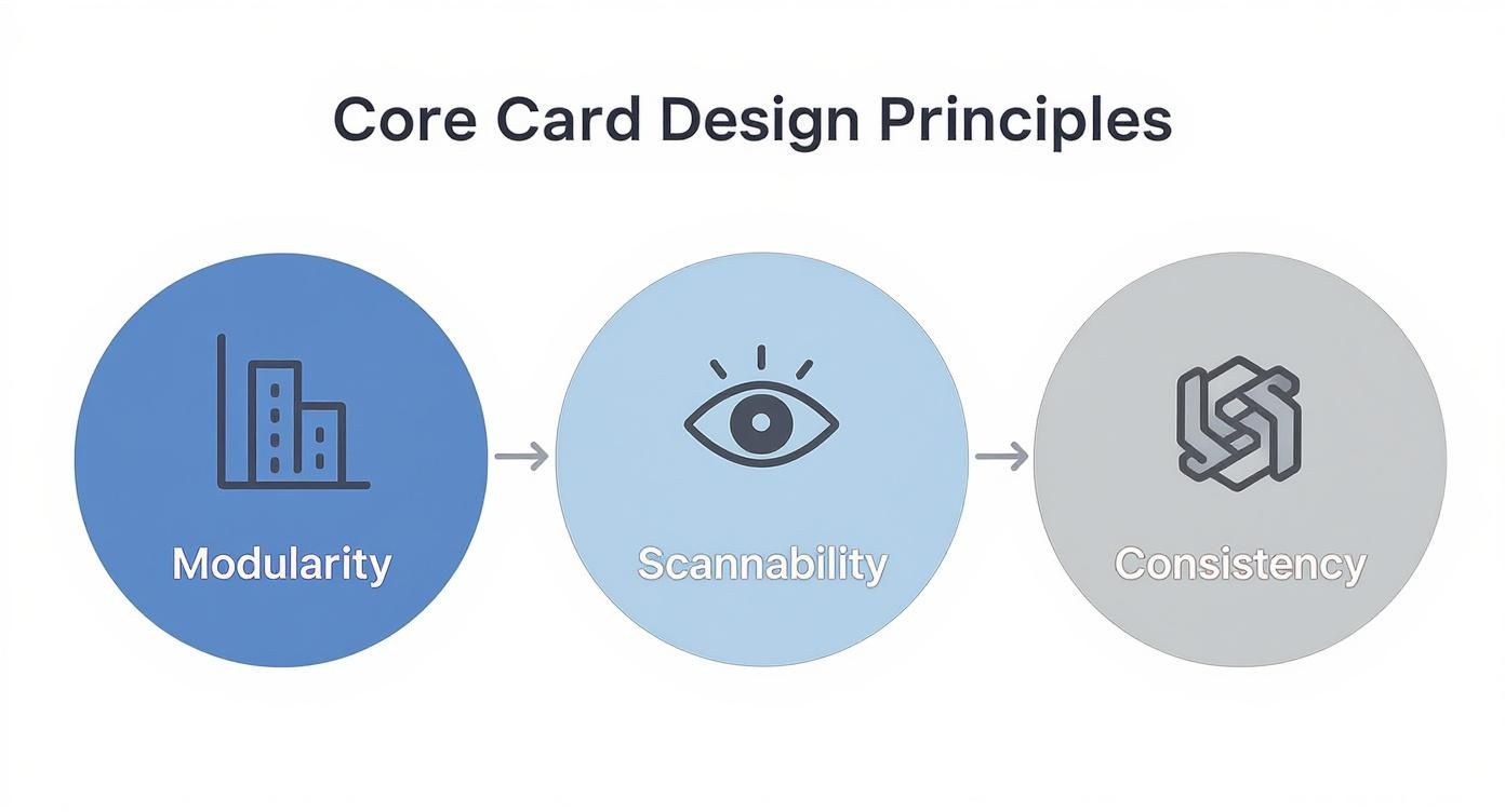 Modular card layout illustrating the three structured practice modules for daily attention